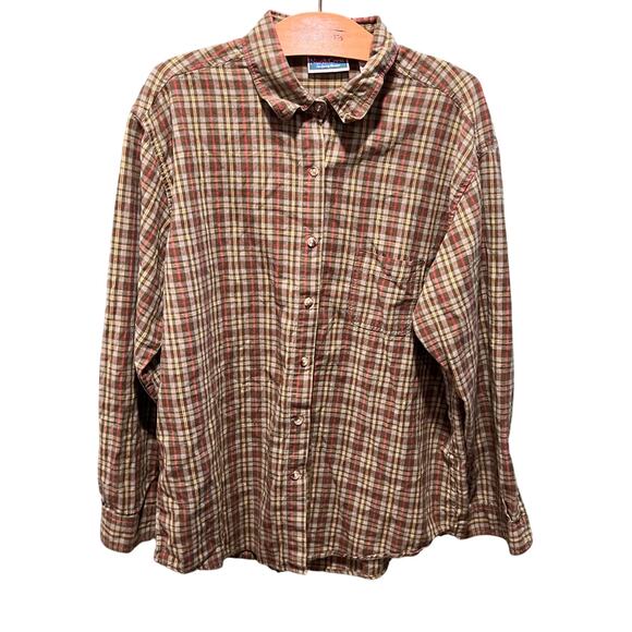 NorthCrest XL Vintage 90s Plaid Button Down Cotton Flannel Shirt - Picture 1 of 4